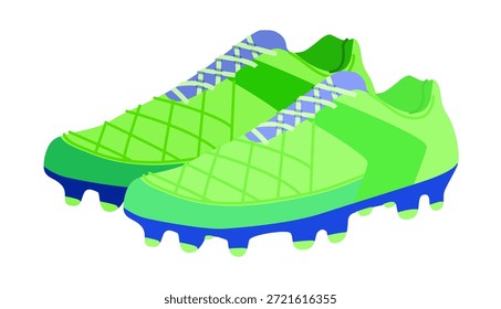 Par de zapatillas de fútbol. Calzado cómodo del juego para el juego de la liga, equipo de la escuela, guardarropa activo, hombre y mujer unisex. Ilustración de moda técnica, maqueta CAD, Vector suave estilo moderno aislado.