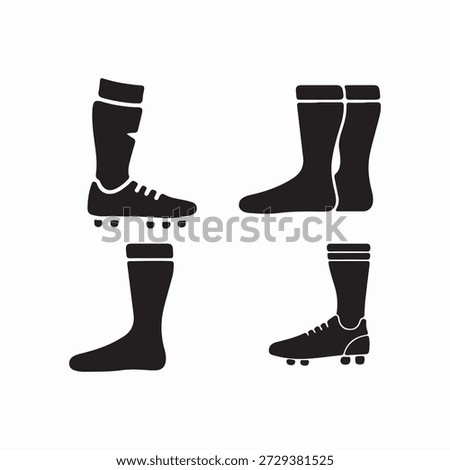 Soccer Socks and Cleats Icons Set – Football Equipment Silhouettes
