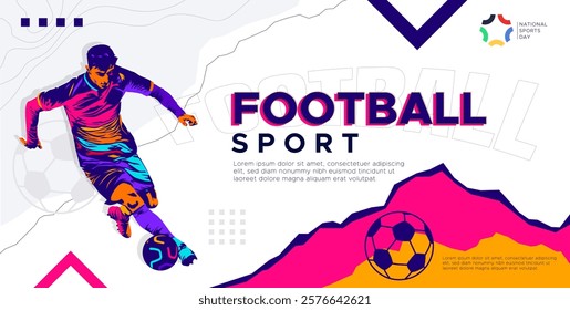 Soccer sport athlete vector design with abstract silhouette style. Design with the concept of national sports celebration. Interactive sports background. Football player - soccer