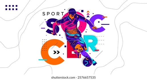 Soccer sport athlete vector design with abstract silhouette style. Design with the concept of national sports celebration. Interactive sports background. Football player - soccer