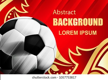 Soccer sport background with golden wave, Football world cup competition pattern, shapes, lines pattern, soccer ball, goal tournament award icons, vector international championship 2018