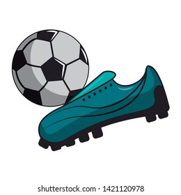 Soccer sport game boot kicking ball isolated vector illustration graphic design
