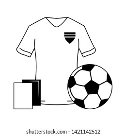 Soccer sport game tshirt referee cards and ball isolated vector illustration graphic design