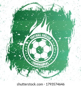 soccer sport green poster with balloon emblem vector illustration design