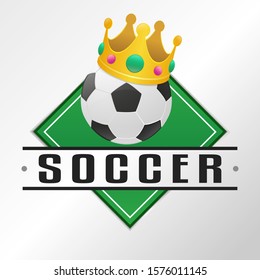 Soccer Sport King Emblema. Vector Design National. Illustration Country Symbol. Insignia Banner Logo.