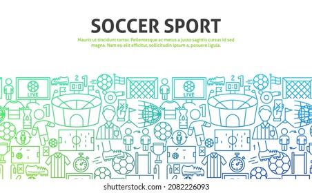 Soccer Sport Outline Concept. Vector Illustration of Outline Design.
