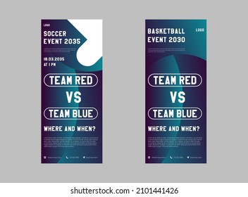 soccer sports event roll-up banner template. sports event promotion flyer, leaflet, roll-up banner design. soccer event promotion roll-up.