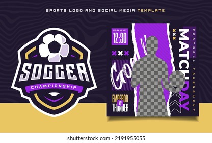 Soccer Sports Logo And Match Day Banner Flyer For Social Media Post