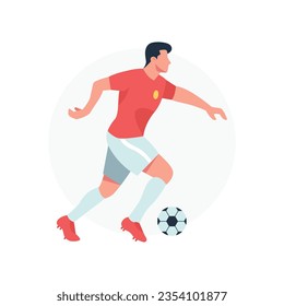 Soccer Sports Player Vector Illustration Soccer Player Dribbling the Ball