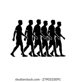 Soccer Squad Marching Silhouette Vector