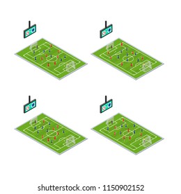 Soccer Stadium Competition Icons Set Isometric View Sport Game Concept Symbol of Football Element Map for Web Design. Vector illustration