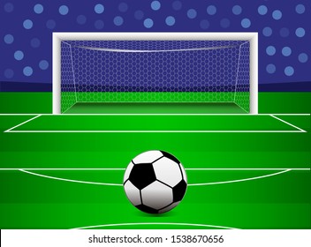 Soccer stadium field vector design with soccer ball. Vector, illustration, screen, audience.
