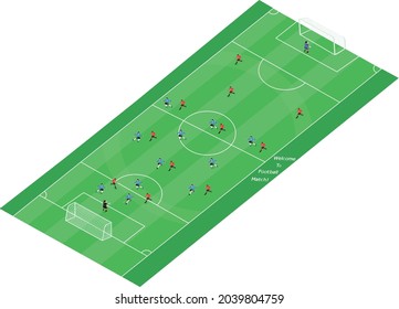 Soccer stadium with football match vector illustration football world cup isolated artwork