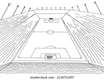 Soccer stadium football sport graphic black white sketch illustration vector 