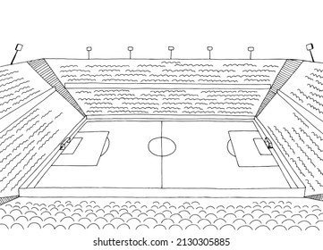 Soccer stadium football sport graphic black white sketch illustration vector 