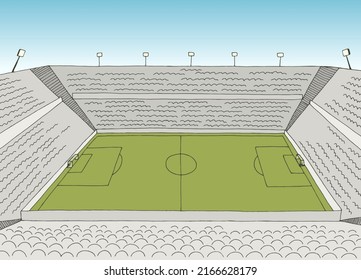 Soccer stadium football sport graphic color sketch illustration vector 