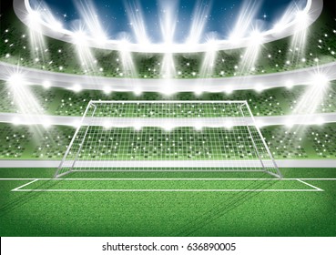 Soccer Stadium. Goal Post. Football Arena. Vector Illustration.