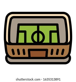 Soccer stadium icon. Outline soccer stadium vector icon for web design isolated on white background