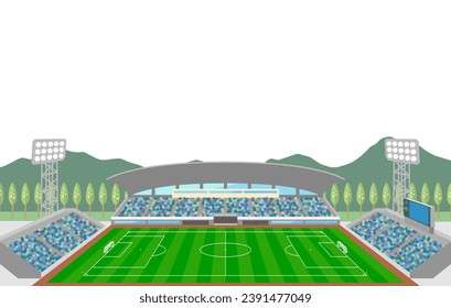 The soccer stadium isolated on white background