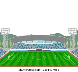 The soccer stadium isolated on white background