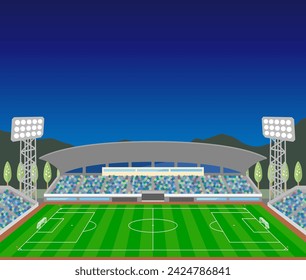 The soccer stadium at night