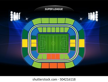 Soccer stadium scheme with zone. Vector illustration.