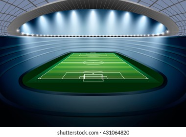 Soccer Stadium with spot light. Football Stadium. Soccer arena.