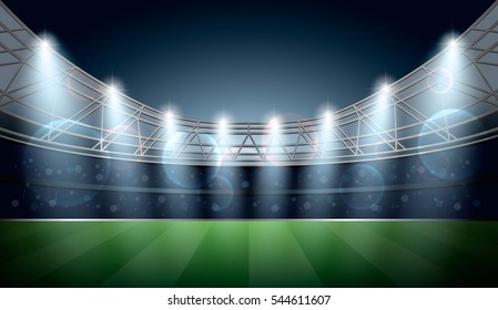 Soccer Stadium with spot light. Football Arena. Vector illustration. 