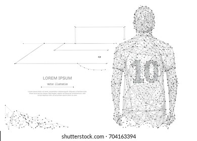 Soccer star Abstract mash line and point on background with an inscription. Starry sky or space, consisting of stars and the universe. Vector football legend illustration