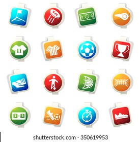 Soccer stickers label icon set