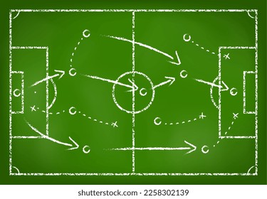 soccer strategy drawn with white chalk isolated 3d Illustration