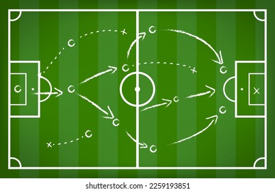 soccer strategy drawn with white chalk isolated 3d Illustration