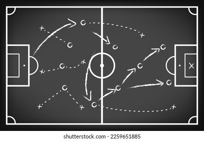 soccer strategy drawn with white chalk isolated 3d Illustration