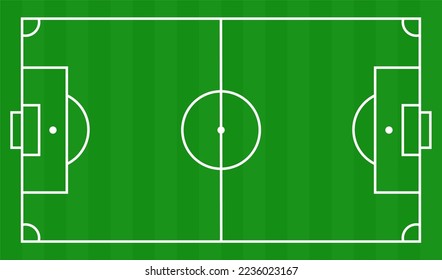 Vista superior de campo de estrategia de fútbol sobre fondo verde