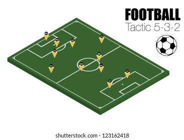 Soccer strategy formation type 5-3-2. EPS10