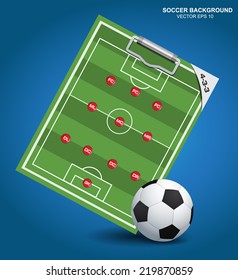 Soccer strategy formation type with soccer ball