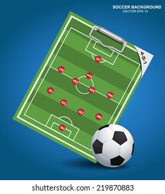 Soccer strategy formation type with soccer ball