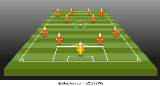 soccer strategy formation type, player position graphic vector