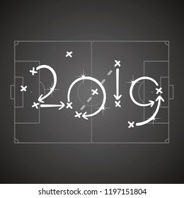 Soccer strategy for goal 2019 black board background