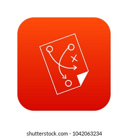 Soccer strategy icon digital red for any design isolated on white vector illustration