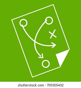 Soccer strategy icon white isolated on green background. Vector illustration