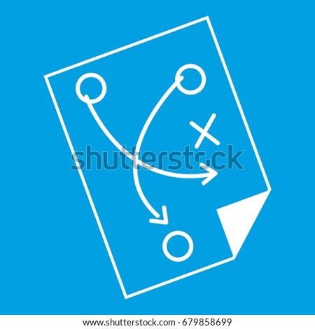 Soccer strategy icon white isolated on blue background vector illustration