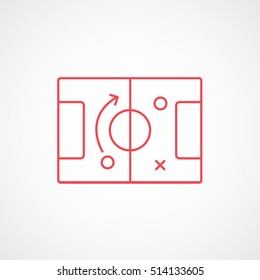 Soccer Strategy Red Line Icon On White Background