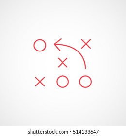Soccer Strategy Red Line Icon On White Background