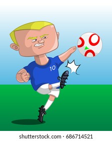 The Soccer Strikers shooting the ball cartoon vector