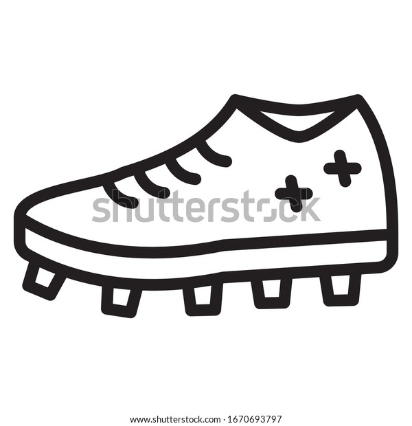 Soccer Studed Shoes Concept, Football cleat on\
white background, Sports Gaming Footwear Vector Icon Design, Game\
Player Sneaker outfit\
symbol
