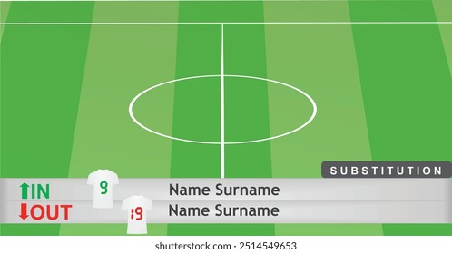 Soccer substitution notice. vector illustration