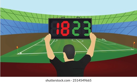 Soccer substitution notice. vector illustration