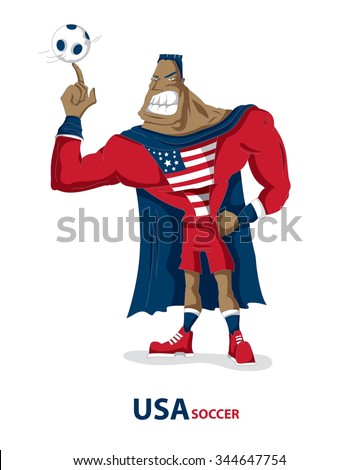Soccer Super Hero, American Flag, Football (Vector Art)
