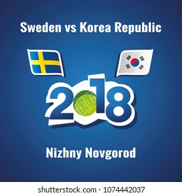 Soccer Sweden vs Korea Republic flags vector blue background